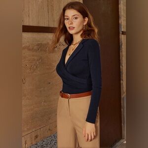 OGL MOVE ProWarm
Collared Surplice Top
$55.00 XL navy blue new with tags